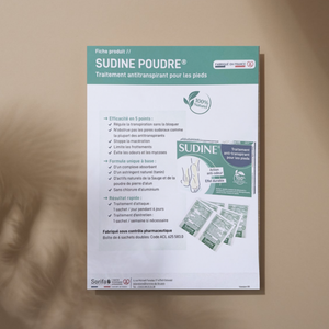 10 flyers Sudine Poudre - Fiche produit My Podologie 