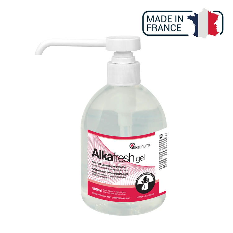 Alkafresh - Gel hydroalcoolique glycériné pour la désinfection des mains - Flacon pompe - 500 mL - Alkapharm - My Podologie