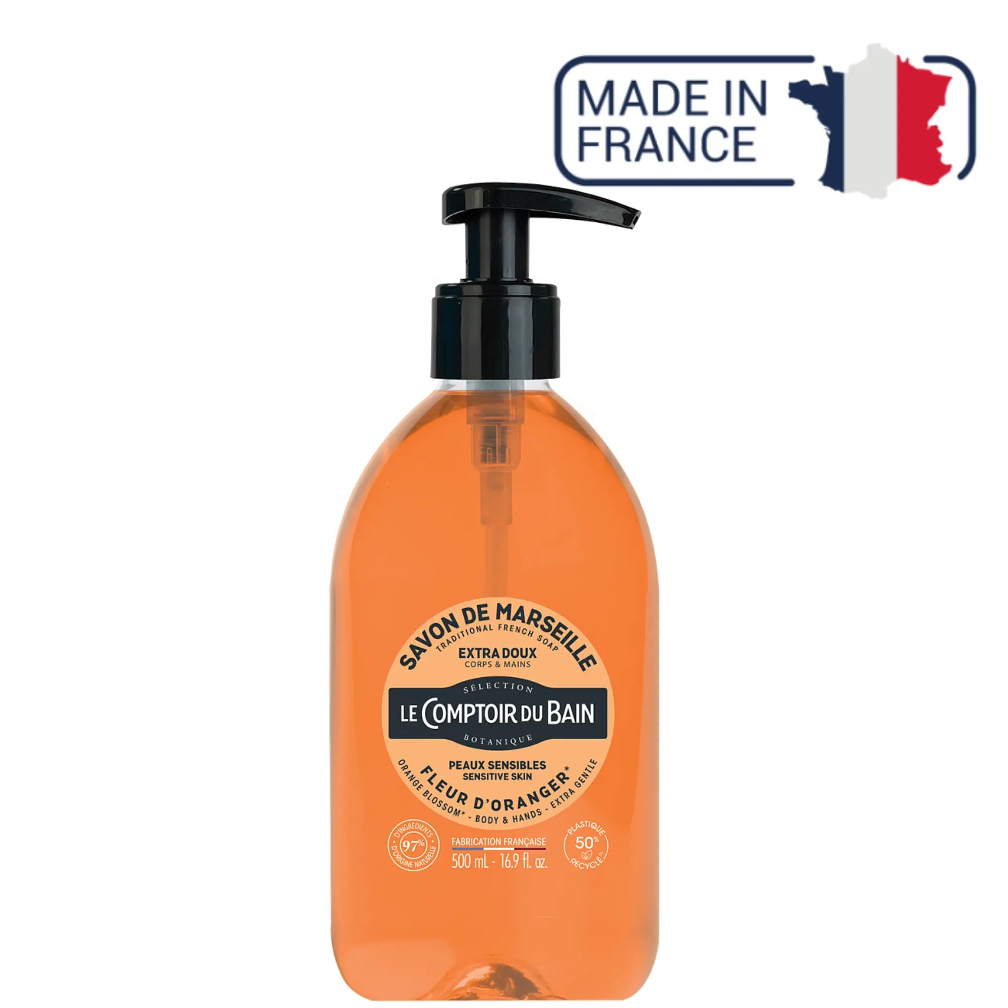 Jabón líquido de Marsella Azahar - 500 ml - Le Comptoir du Bain